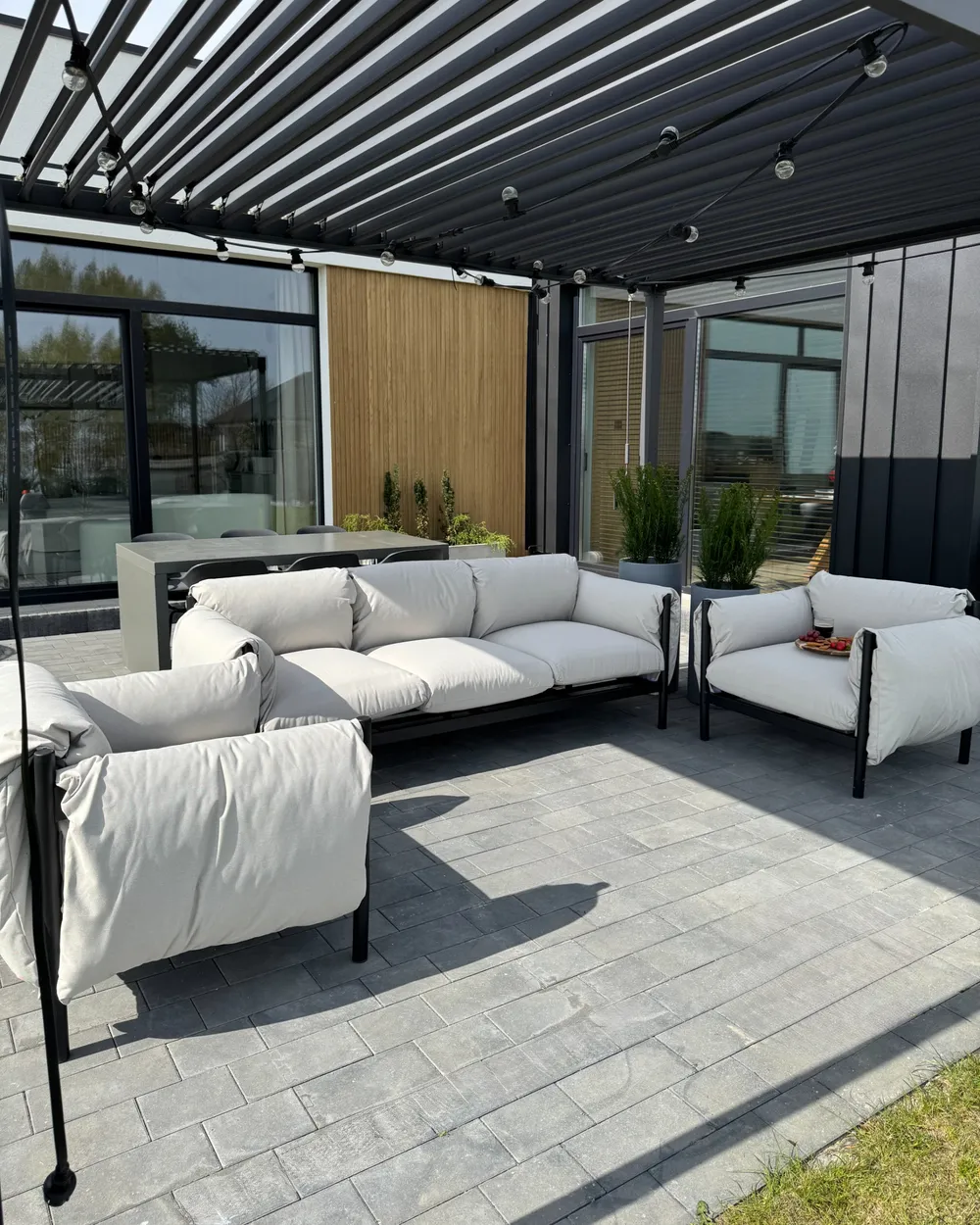Gartensofa Set 5-Sitzer ESPERIA Metall Grau_1072314