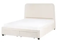 Bett mit Schubladen SARDENT Bouclé Cremeweiß 160 x 200 cm_1009109