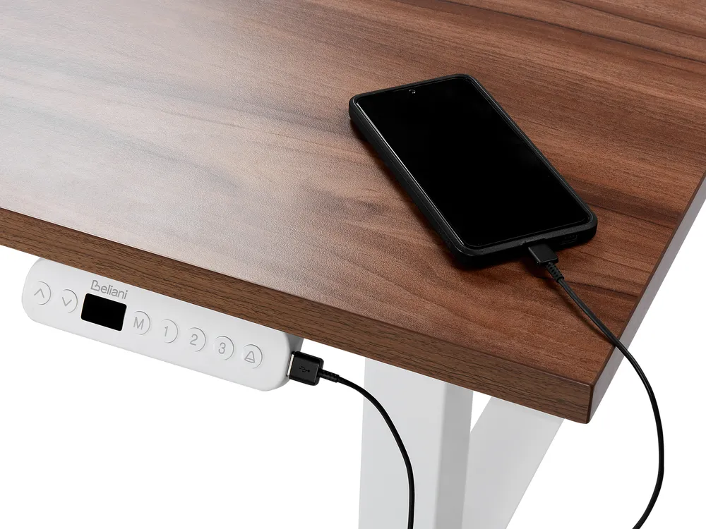 Schreibtisch elektrisch höhenverstellbar DESTINES 160 cm 72 cm Braun / Weiß_899425