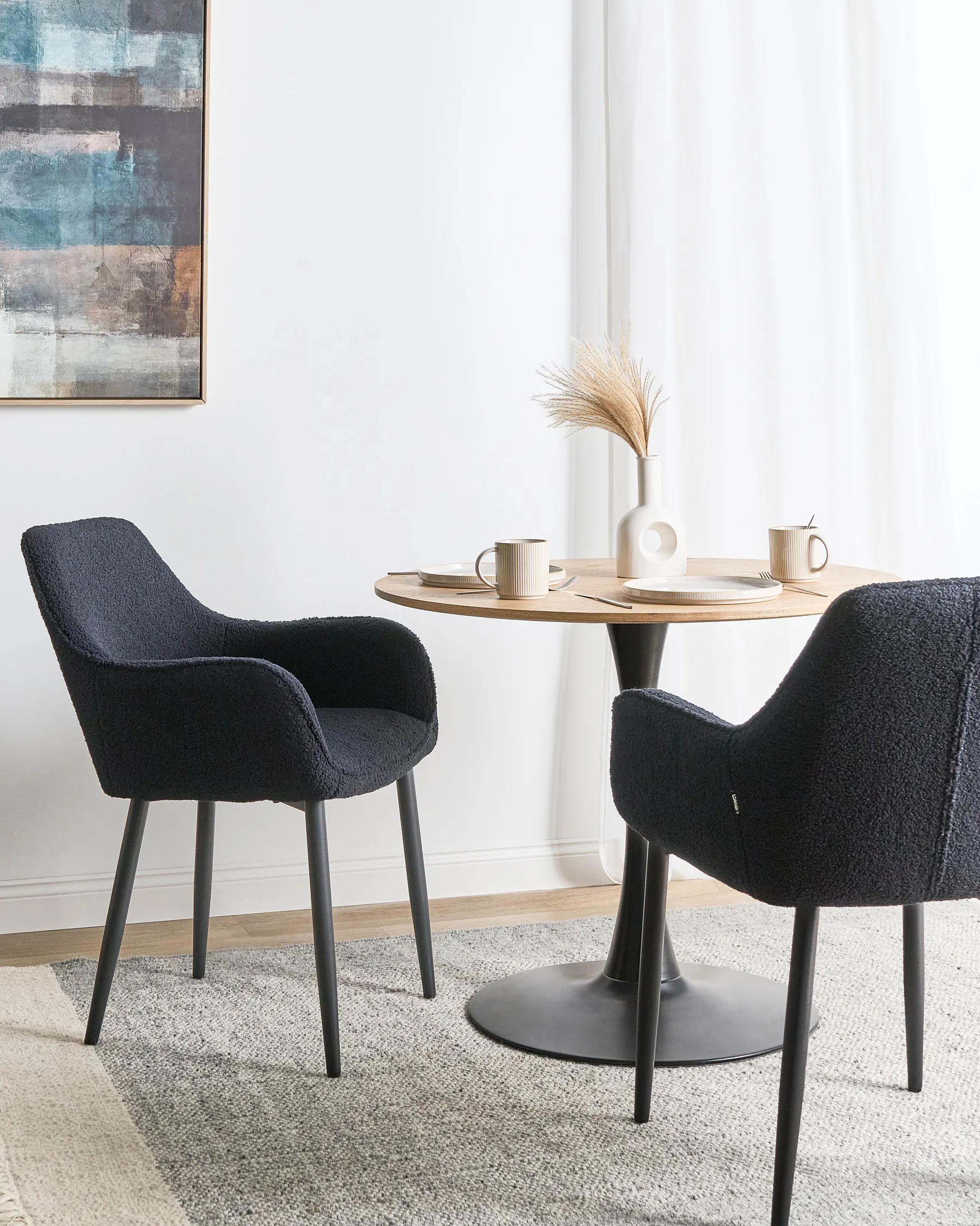 Esszimmerstuhl 2er Set ALDEN Bouclé Schwarz_1007385