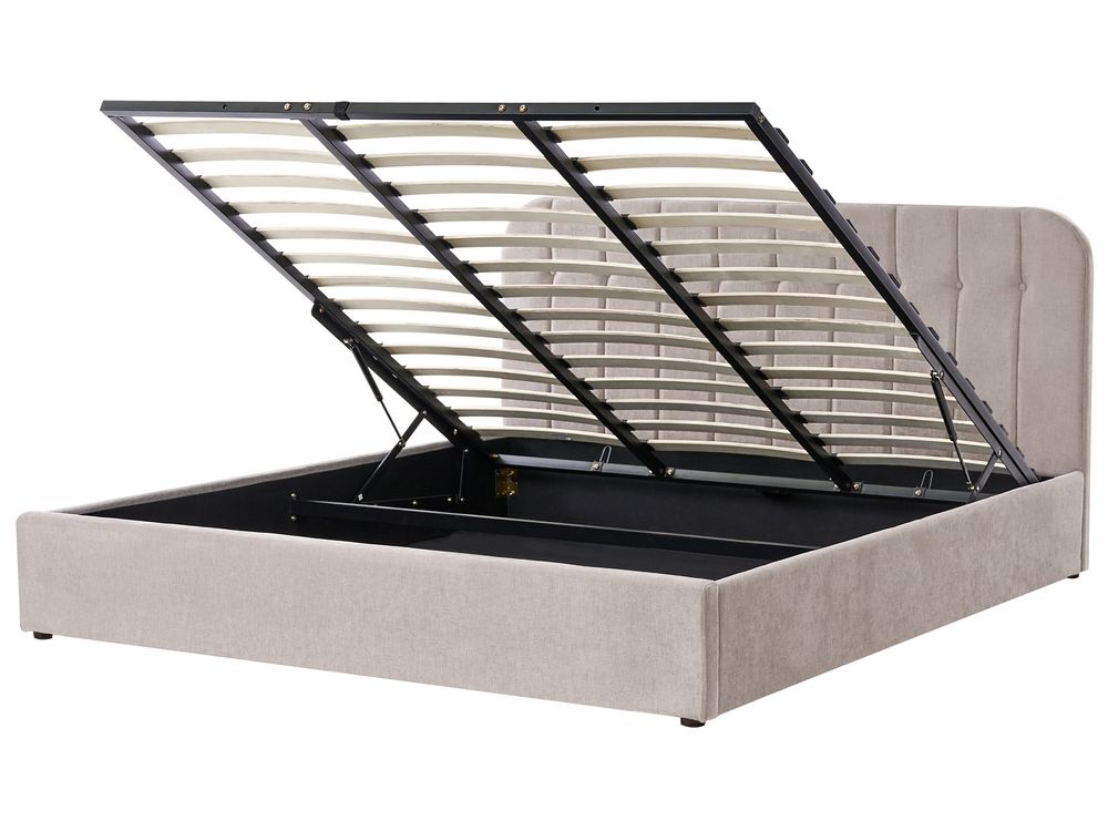 Ottoman Bed CHALLANS Chenille Taupe 180 x 200 cm (EU Super King)