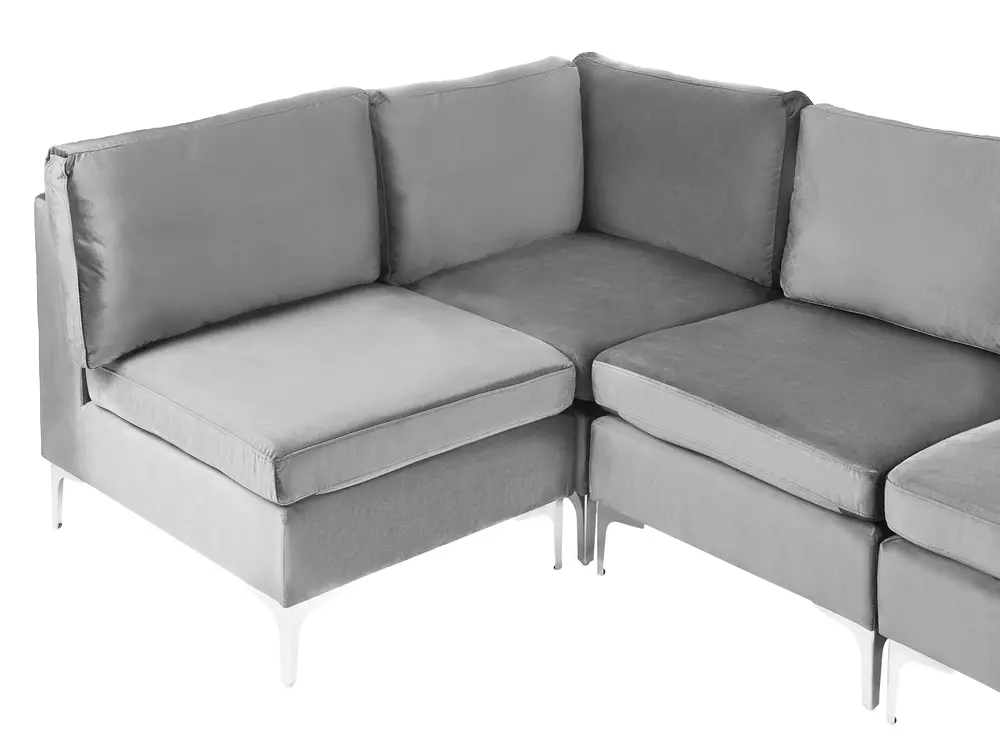 Modular U-Shape Sofa 6 Seater EVJA Velvet Grey_789326