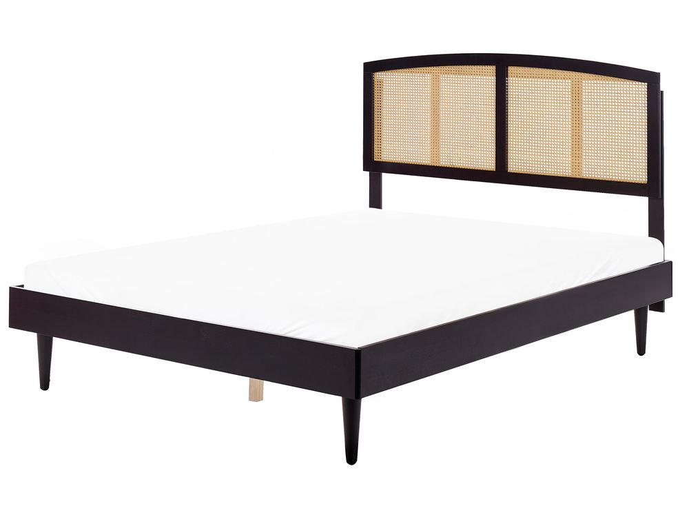 Krevet Ratan VARZY 160 x 200 cm Crni