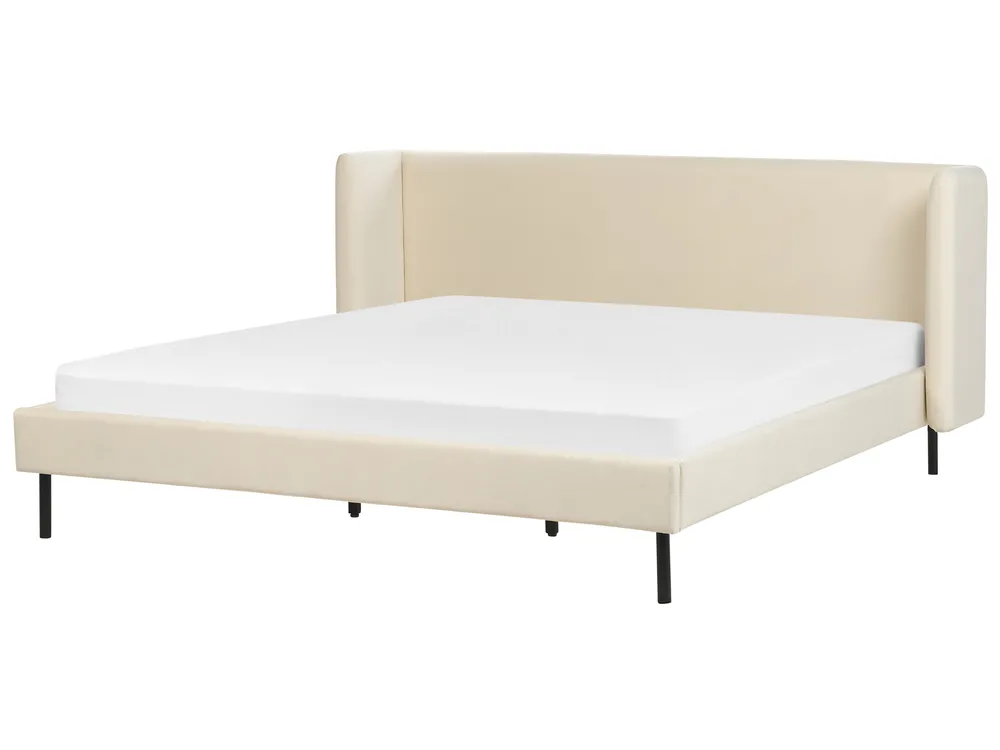 Bett mit Lattenrost Samtstoff ARETTE 180 x 200 cm Hellbeige