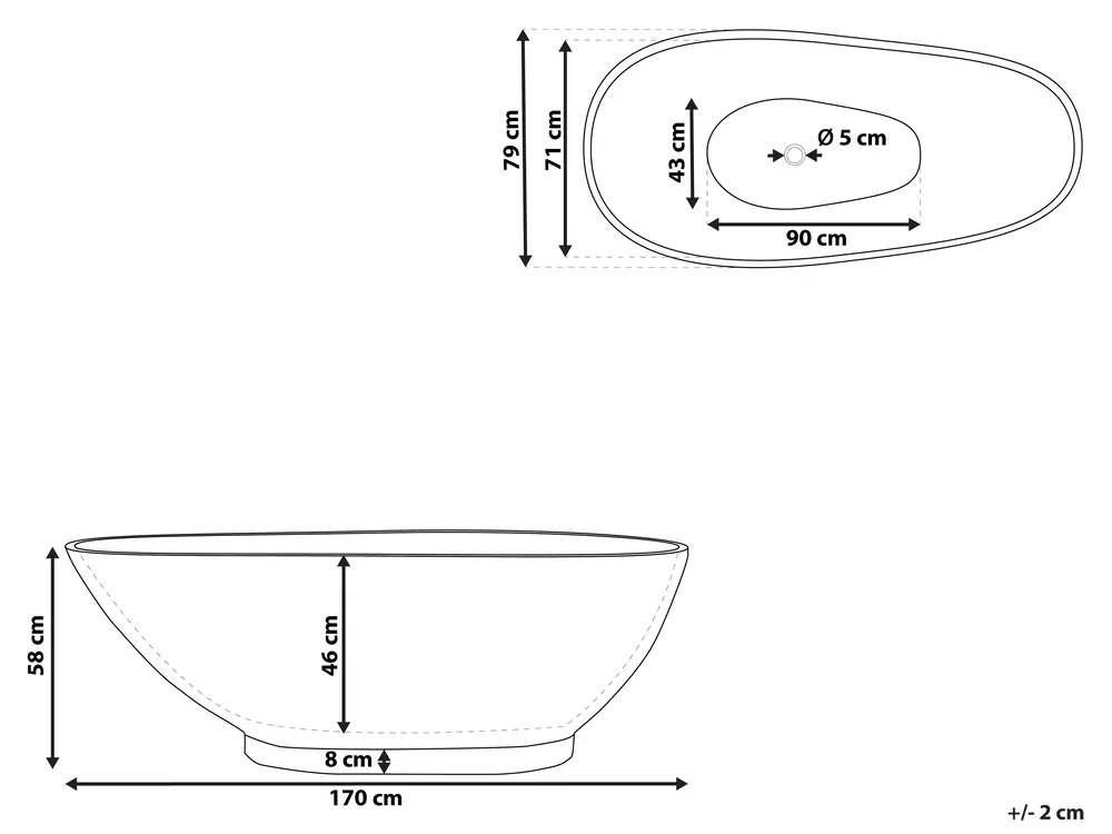 Freistehende Badewanne RIOJA 170 x 80 cm Marineblau_807971