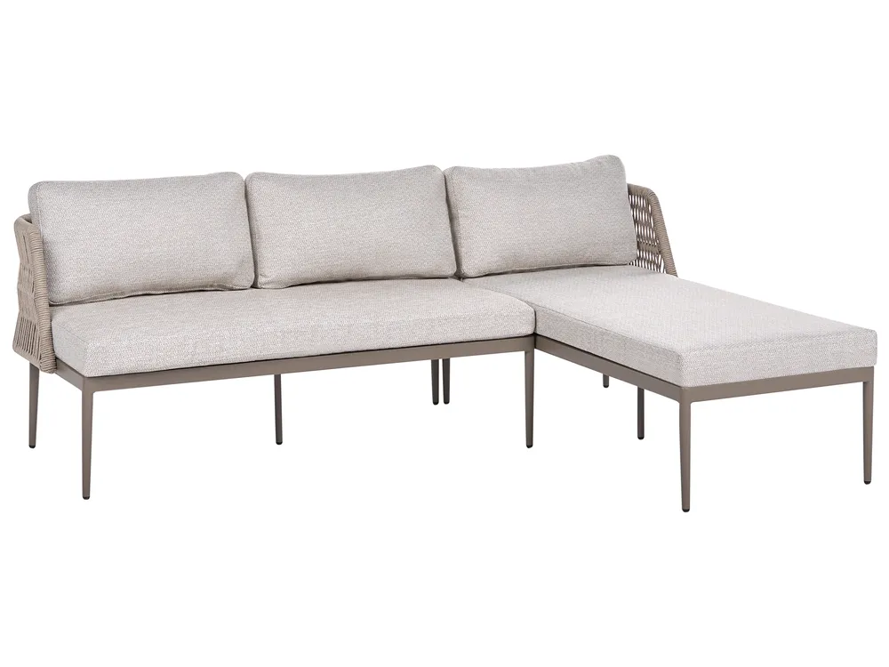 Garten Ecksofa mit Tisch 3-Sitzer LEFFE Metall Beige linksseitig_1045281