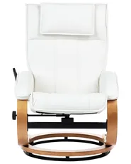 Massage Chair MAJESTIC with Footstool Faux Leather White_697986