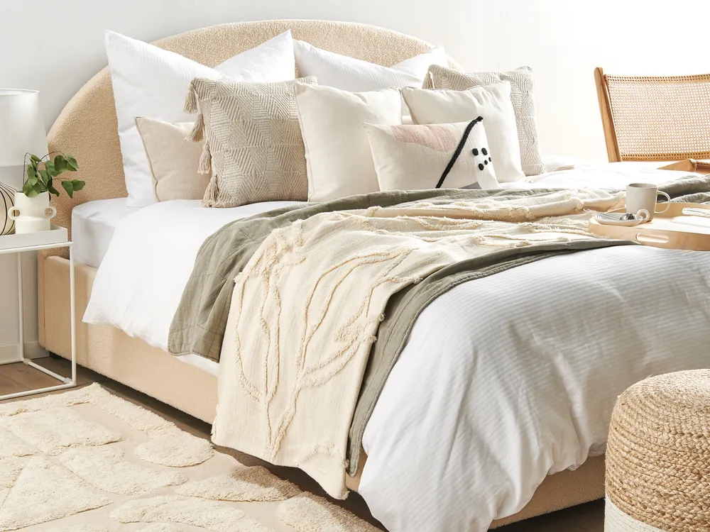 Kuscheldecke ACACIA Baumwolle 130 x 160 cm Beige