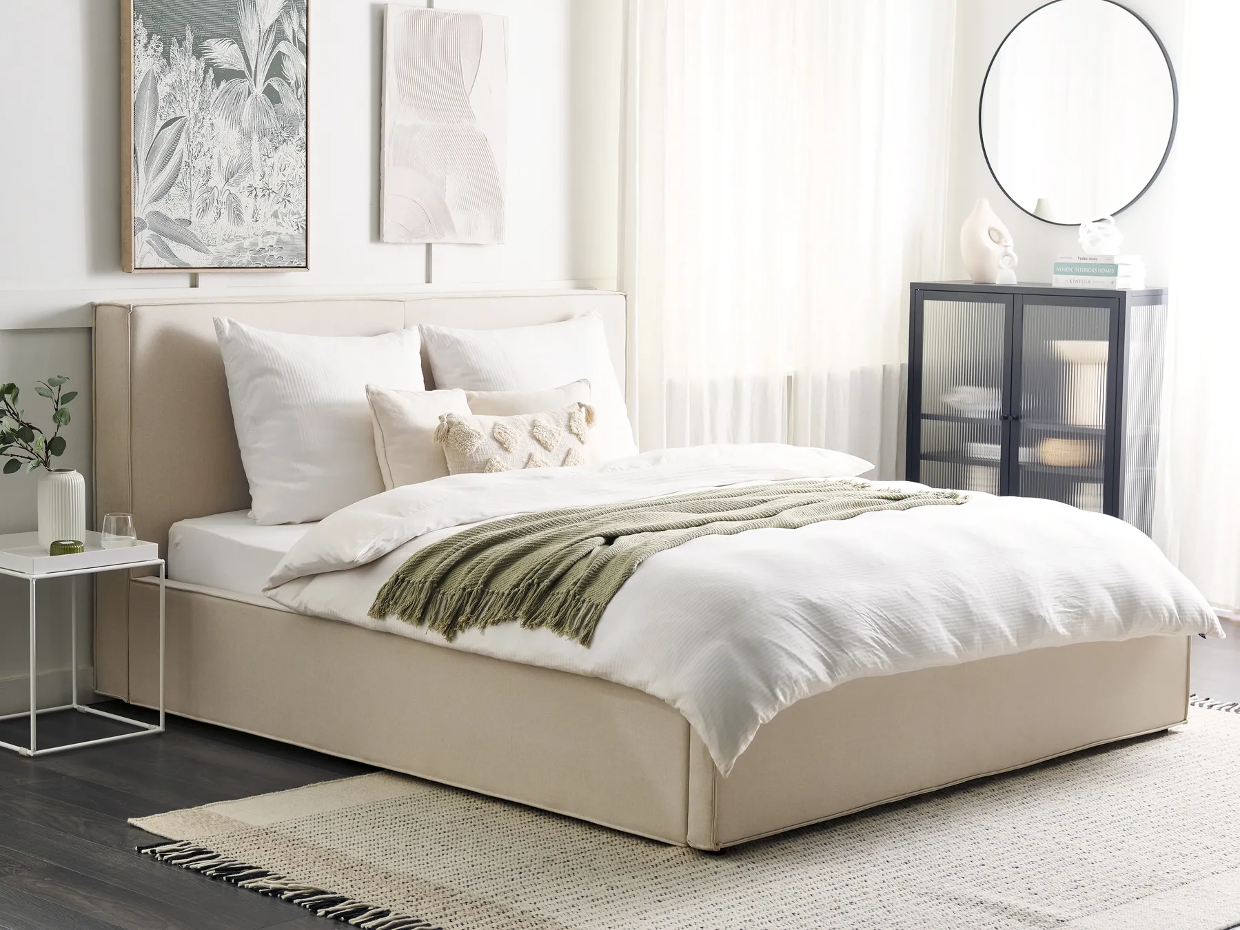 Bett mit Stauraum MOISSAC Stoff Beige 180 x 200 cm_873897
