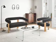 Sofa 2-Sitzer ILBRO Bouclé Schwarz / Hellbraun_984910