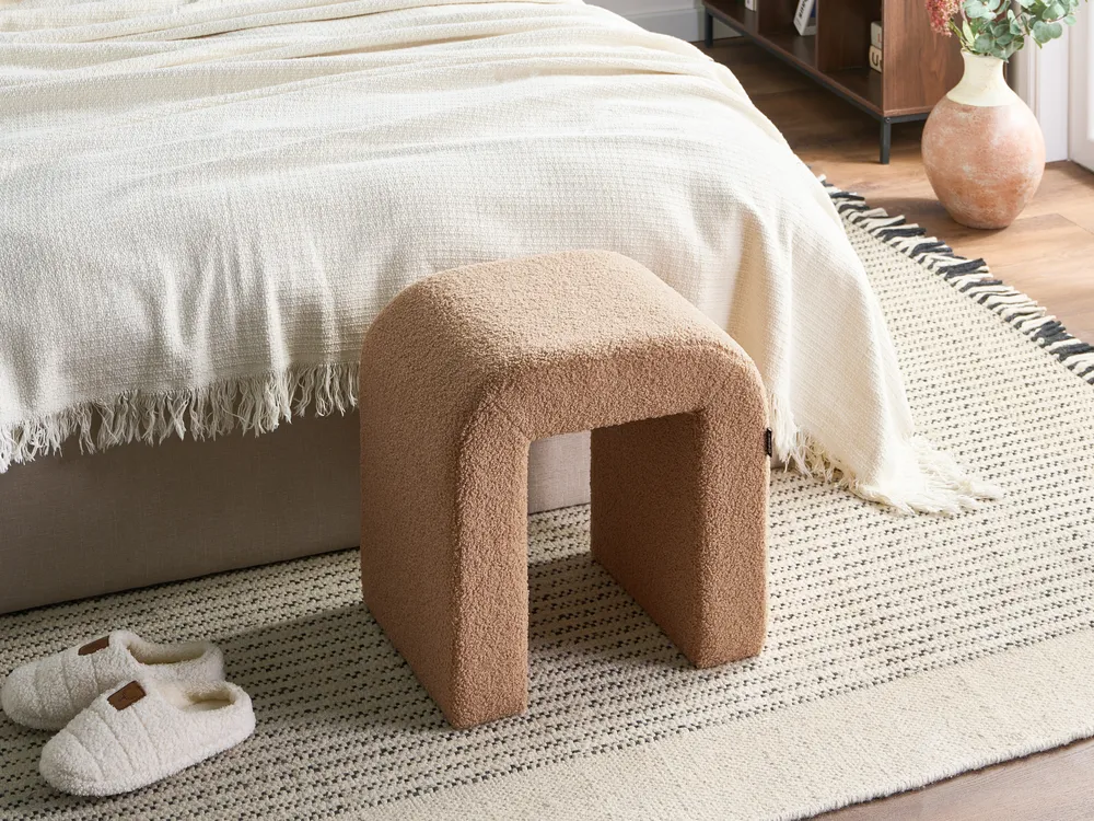Pouf ESTES Bouclé Hellbraun