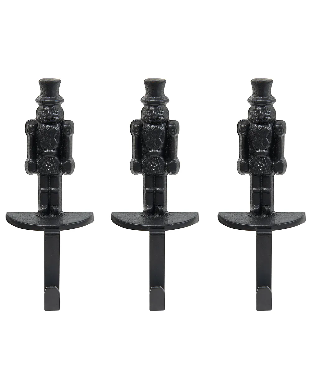 Set of 3 Christmas Stocking Holders KAJAANI 22 cm Nutcracker Black_1156614