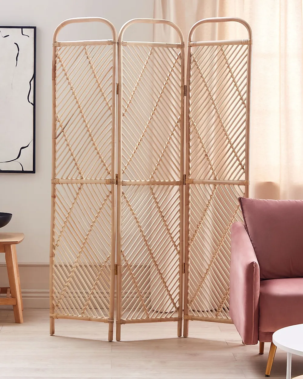 3 Panel Room Divider COSENZA 106 cm 180 cm Light Brown_1173618