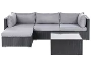 Garten Ecksofa mit Tisch 4-Sitzer SANO Polyrattan Schwarz rechtsseitig_976015