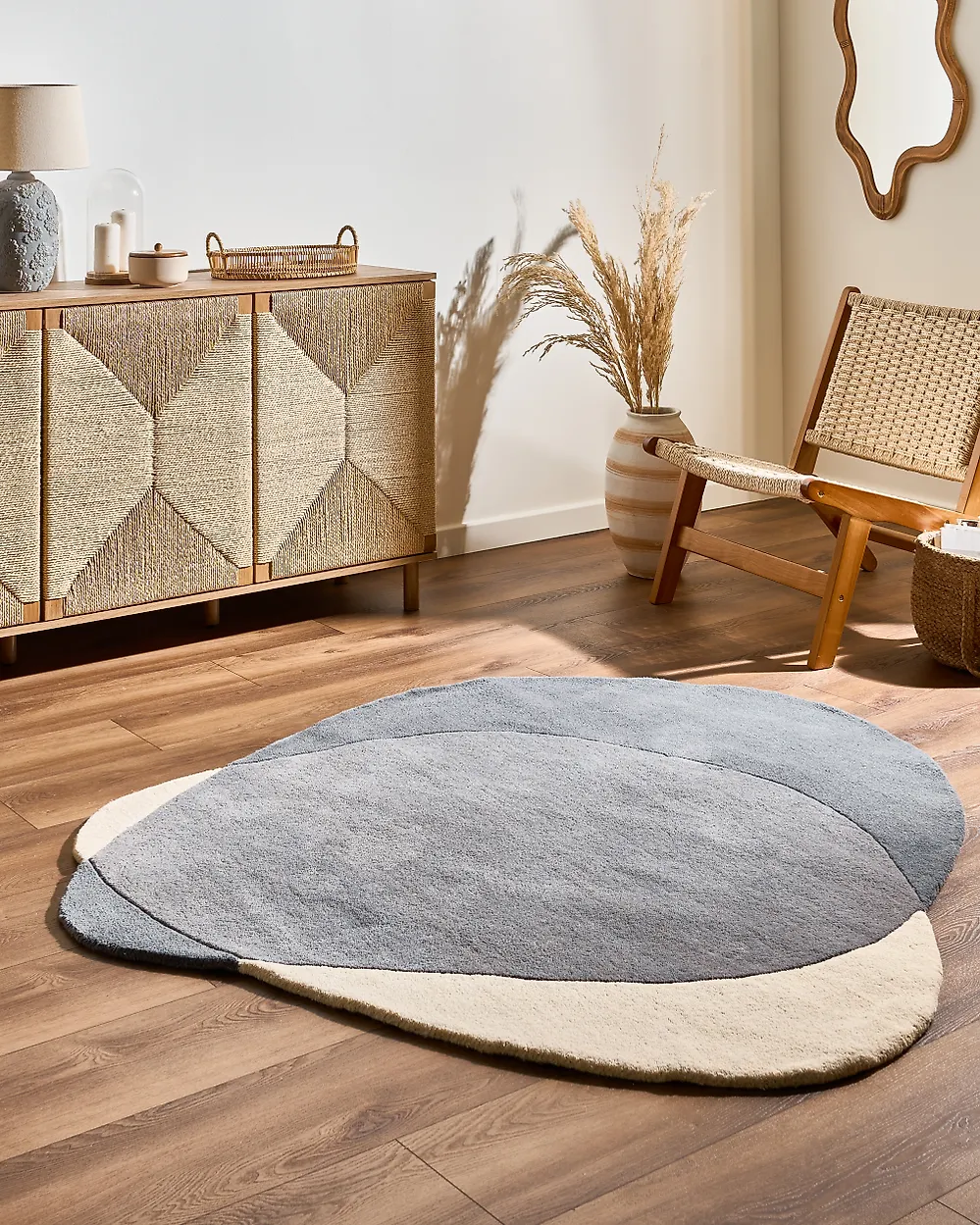 Teppich MYSURU Grau 160 x 160 cm Wolle