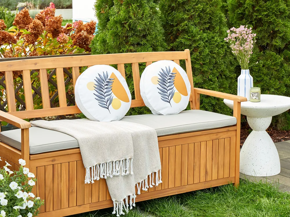 Gartenkissen 2er Set VIOZENE Pflanzenmuster 40 x 40 cm Weiß_905255