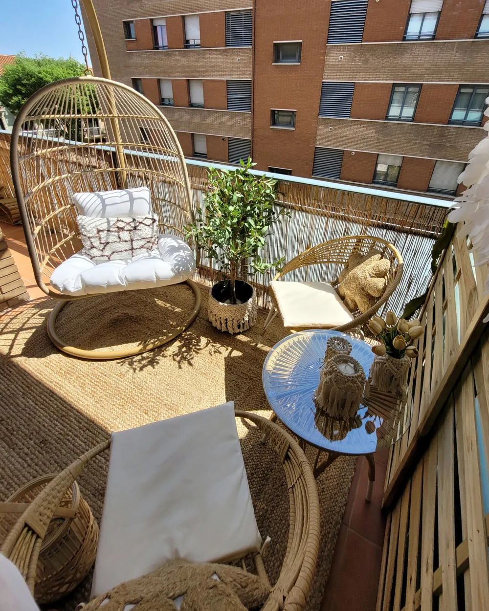 Hängesessel mit Gestell ALLERA Polyrattan Beige_824398