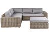 Garten Ecksofa mit Ottomane 6-Sitzer PALERMO modular Polyrattan Hellbraun
