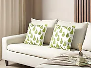 Set of 2 Decorative Cushions TRACHELIUM 45 x 45 cm Green Plant Pattern_1188029