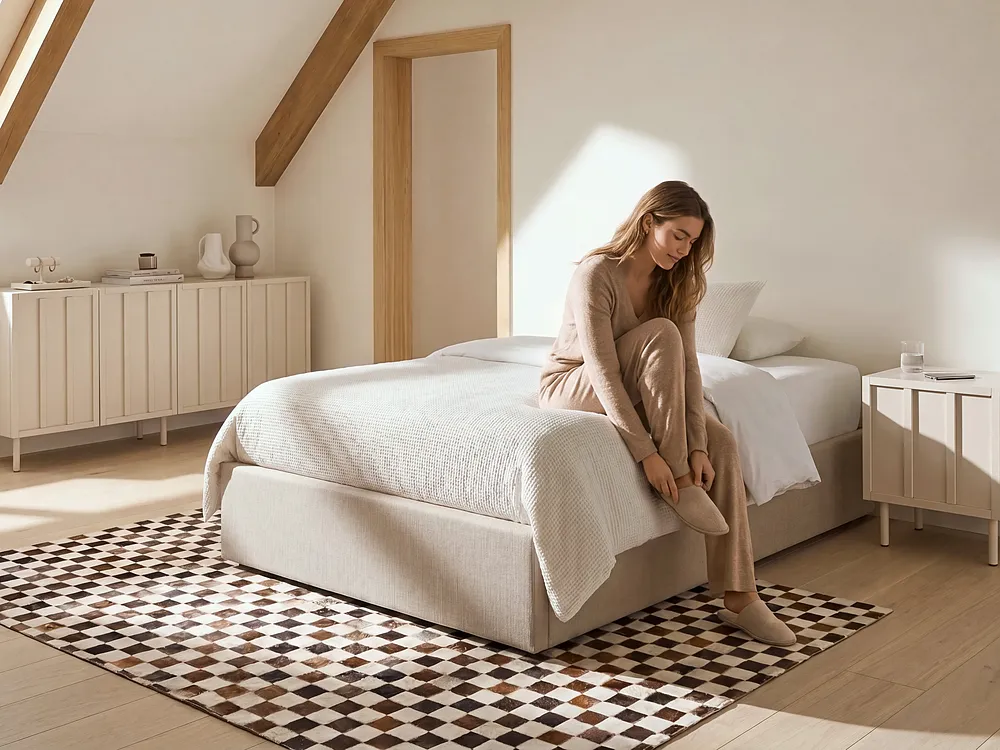 Ottoman Bed without Headboard DINAN Fabric Taupe 120 x 200 cm (EU Small Double)_1187467