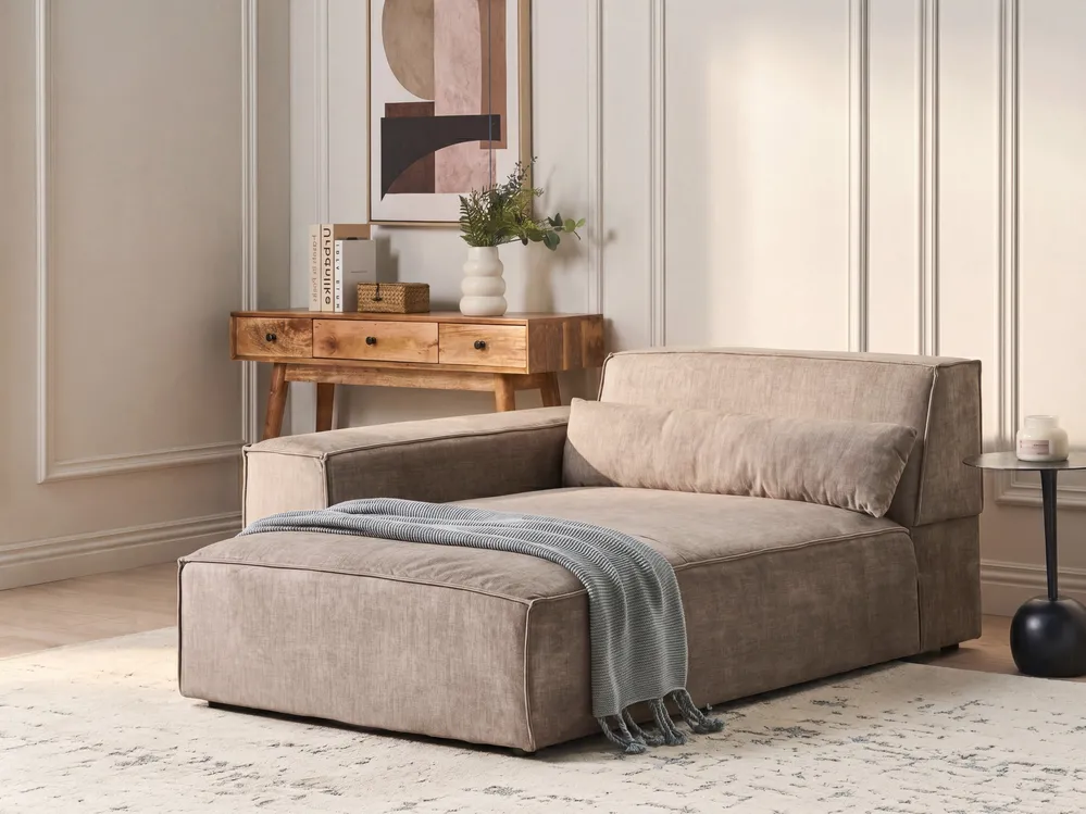 Rechtsseitige Chaiselongue HELLNAR Stoff Hellbraun