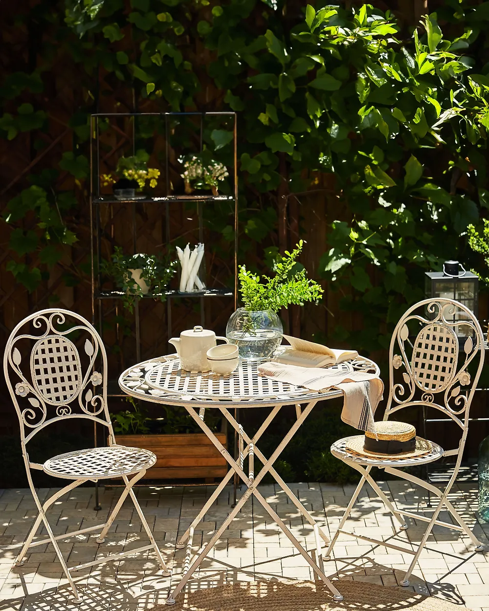 Gartenstuhl 2er Set BIVIO klappbar Metall Cremeweiß
