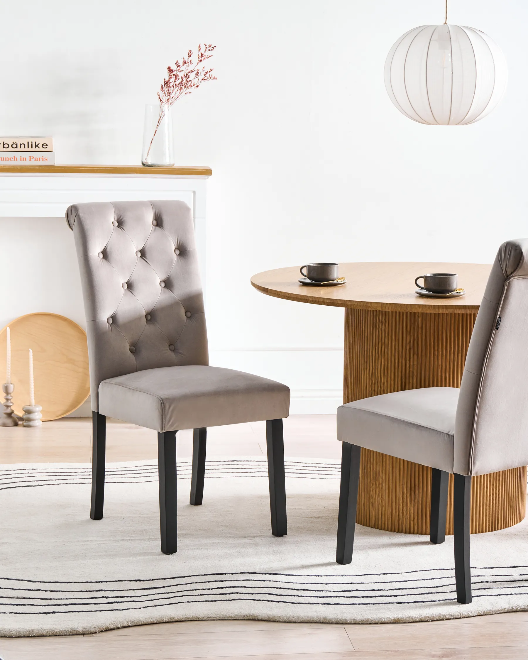 Set of 2 Dining Chairs VELVA Velvet Grey_781895