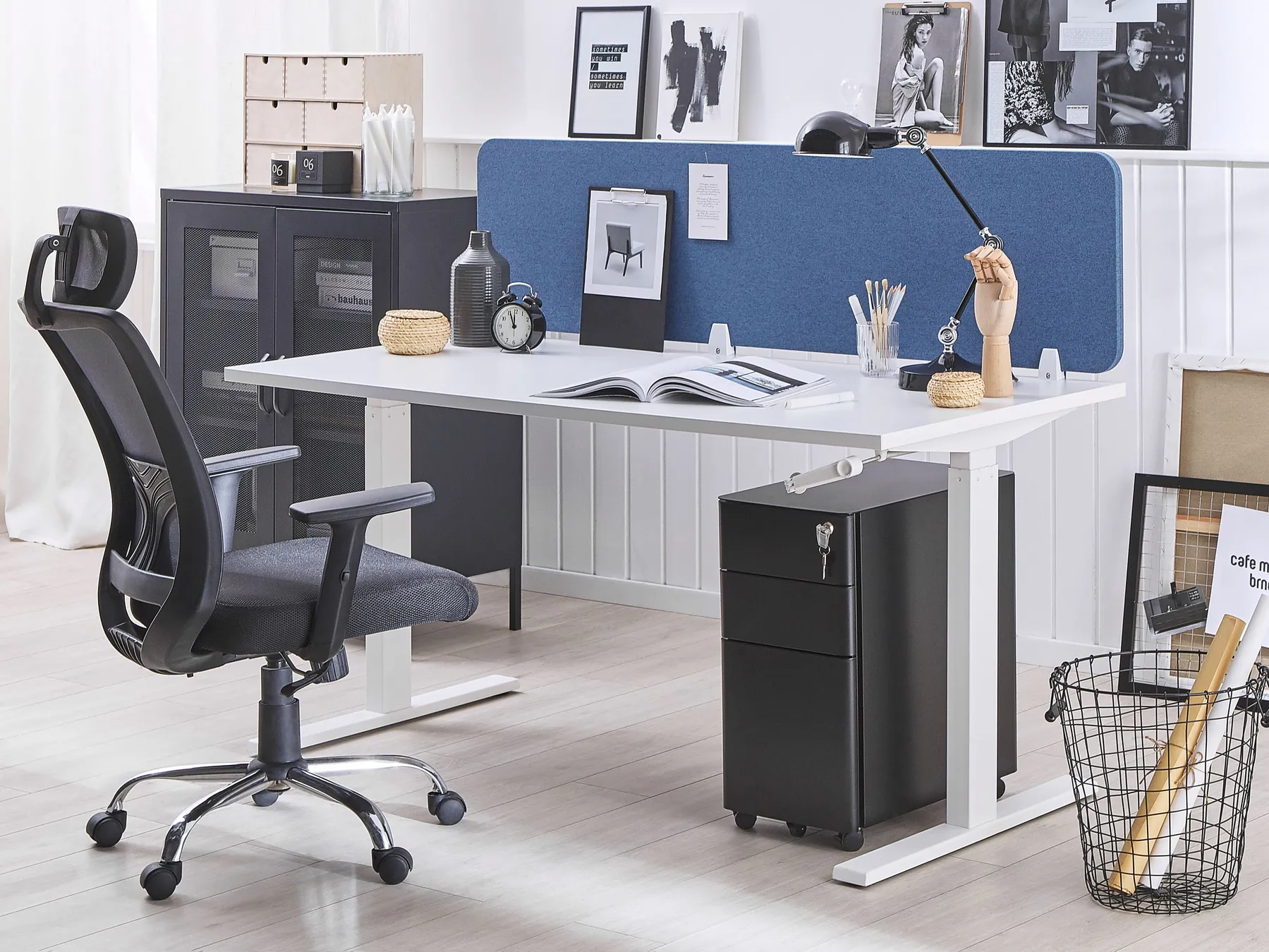 Desk Screen WALLY 180 x 40 cm Blue_800742