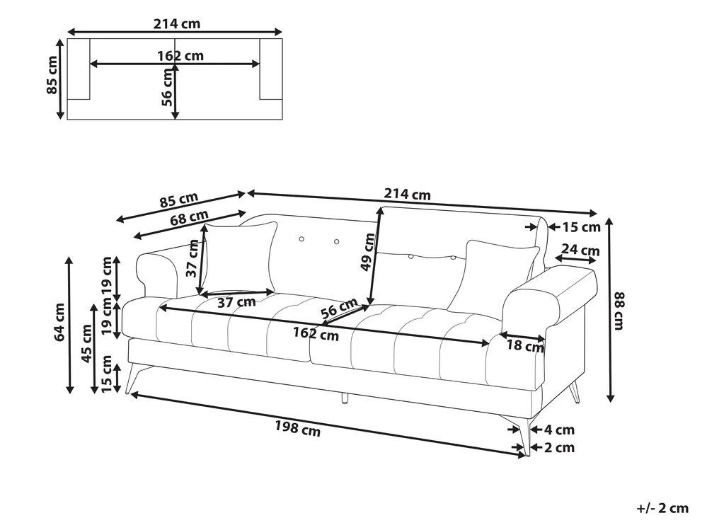 Sofa 3-Sitzer SKIVE Stoff Hellbraun_946764
