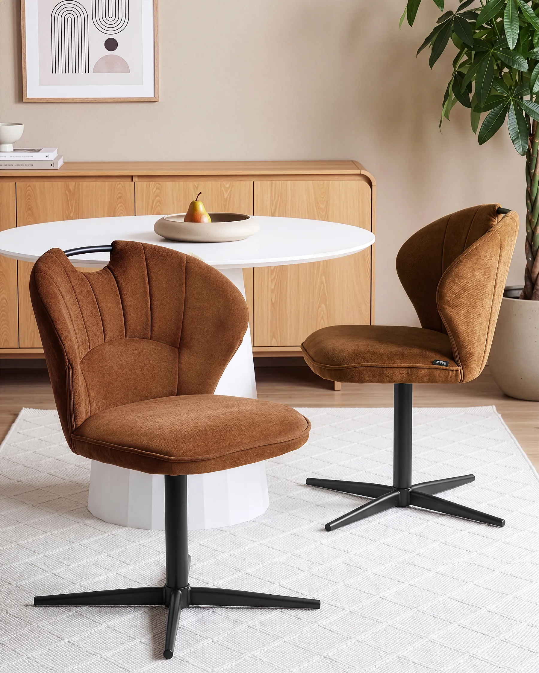 Set of 2 Chairs Swivel WORCESTER Chenille Golden Brown_1161664