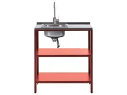 Outdoor-Küche 4er Set mit Spüle VILAMA Rot Metall_1052371
