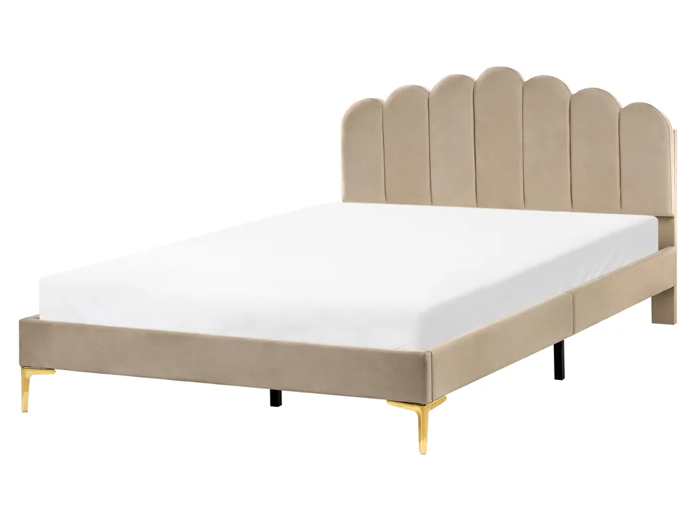 Bett mit Lattenrost Samtstoff SAUVIAN 160 x 200 cm Taupe