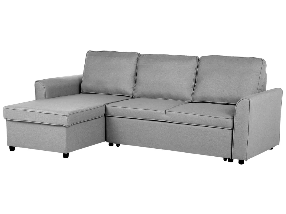 Corner Sofa Bed 3 Seater NESNA with Storage Fabric Light Grey Right Hand_717104