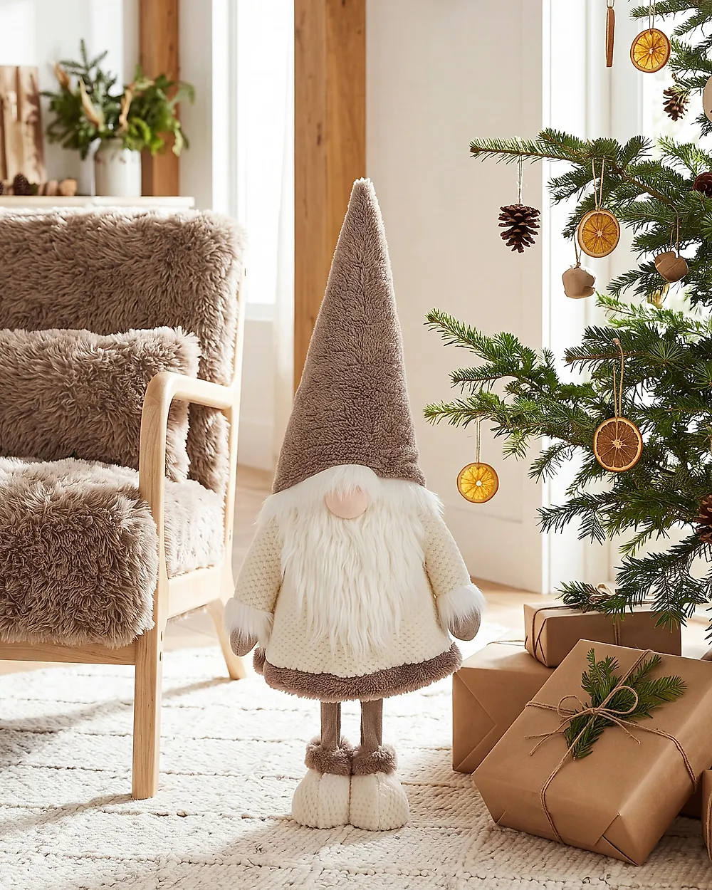 Weihnachtsdekoration AUTTI 98 cm Zwerg Braun