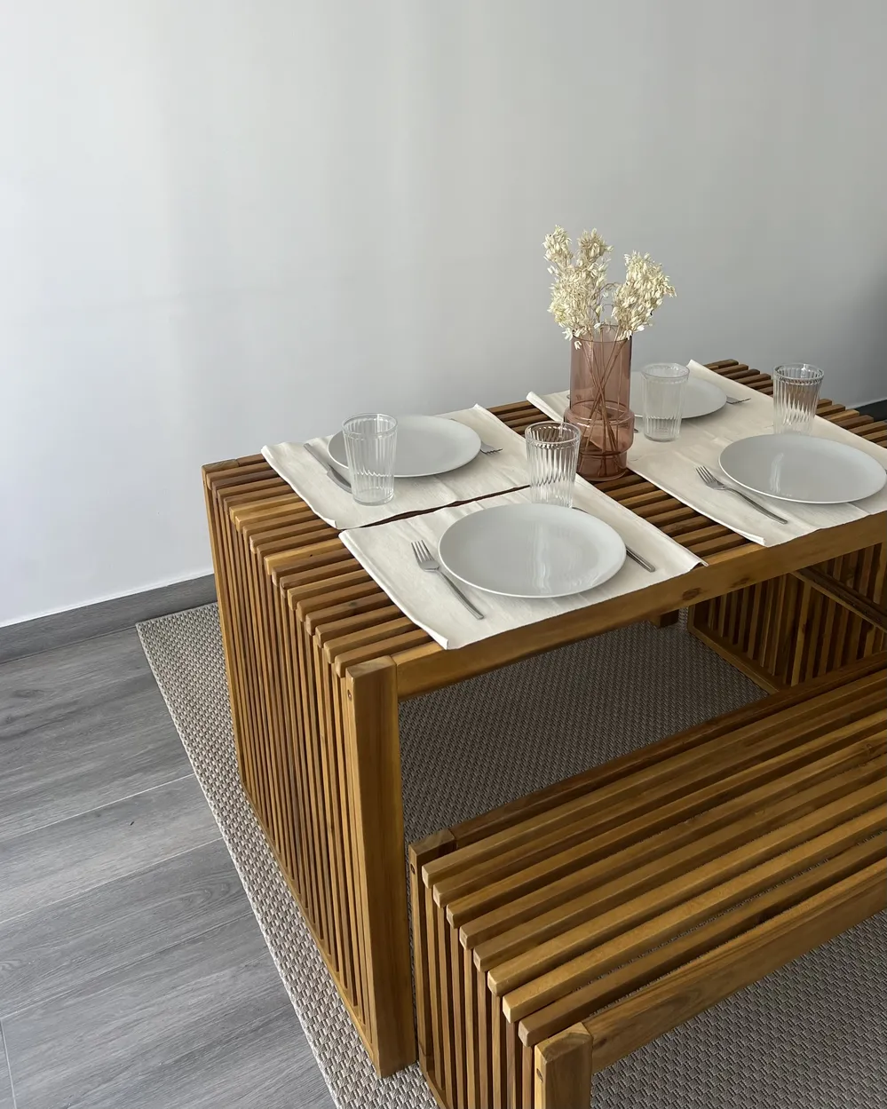 Gartenmöbel Set mit Bänken 4-Sitzer BELLANO Akazienholz Braun_946543