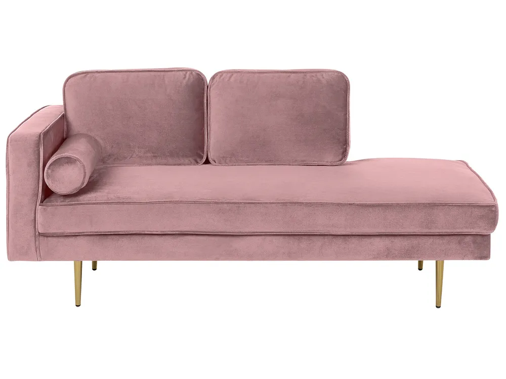Linksseitige Chaiselongue MIRAMAS Samtstoff Rosa