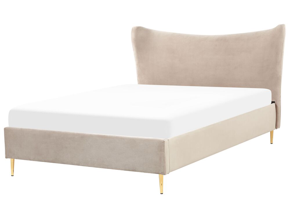 Bed Velvet CHALEIX 140 x 200 cm (EU Double) Taupe