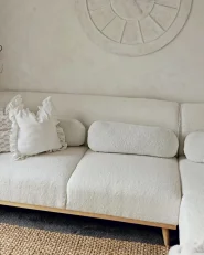 Ecksofa 3-Sitzer SIMOS Bouclé Weiß linksseitig_976245