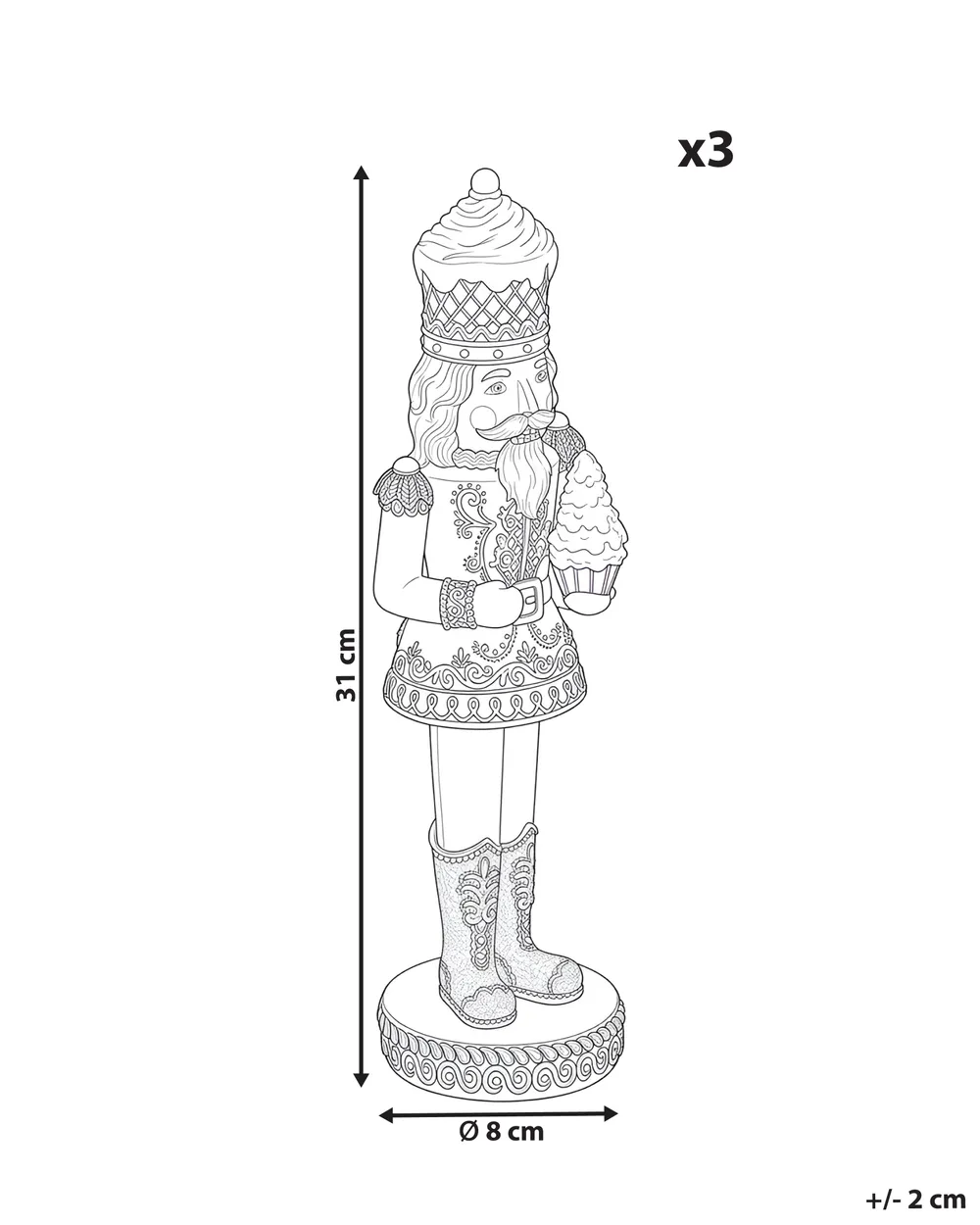 Lot de 3 figurines PERTTULA 31 cm Casse-noisette Multicolore_1175413