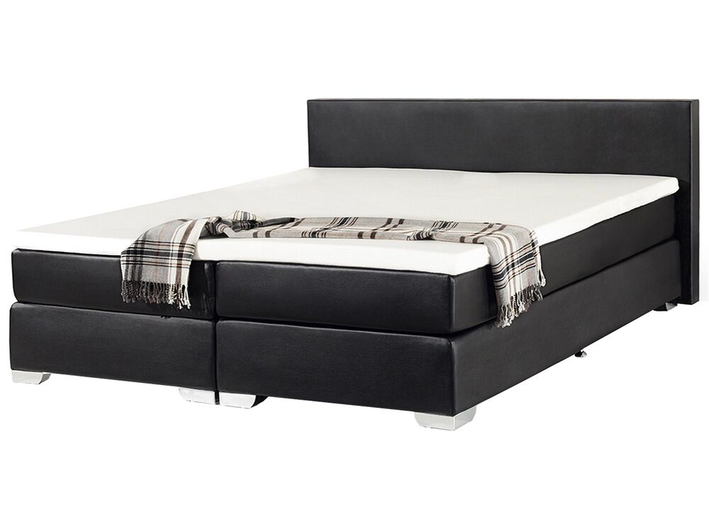 Divan Bed Faux Leather PRESIDENT 180 x 200 cm (EU Super King) Black