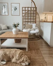 Hängesessel mit Gestell ALLERA Polyrattan Beige_816444