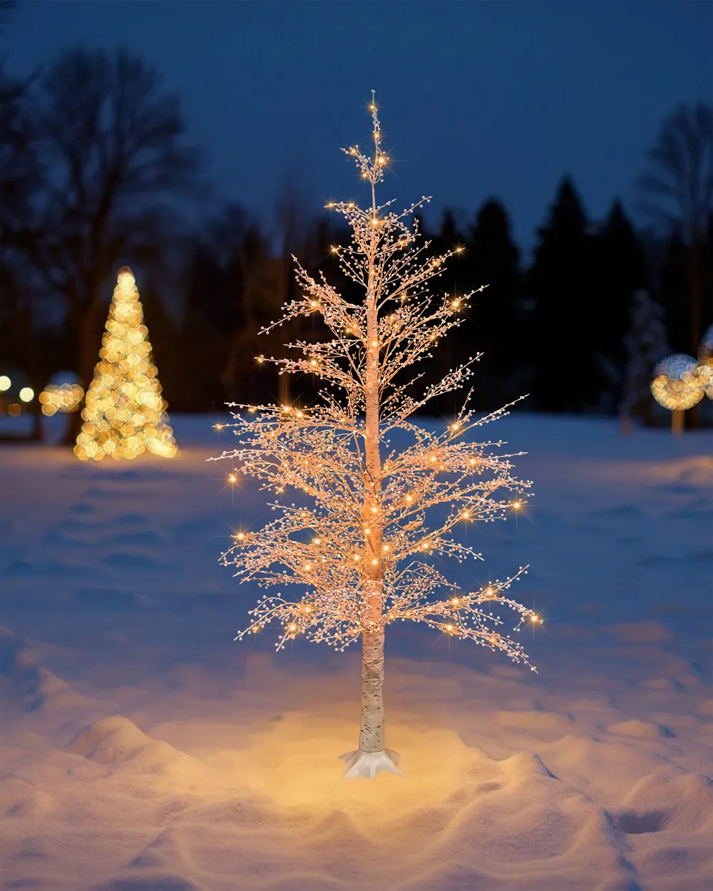 Gartendekoration LED SUONTEE 180 cm Weihnachtsbaum Weiß_1015351