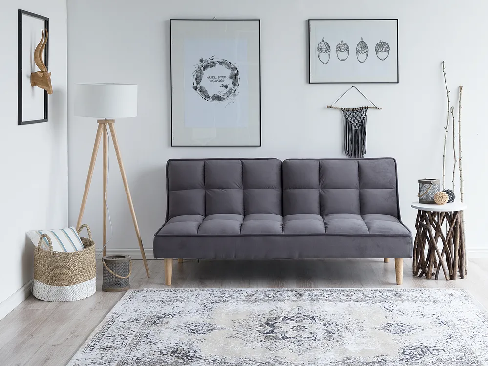 Schlafsofa 3-Sitzer SILJAN Stoff Dunkelgrau