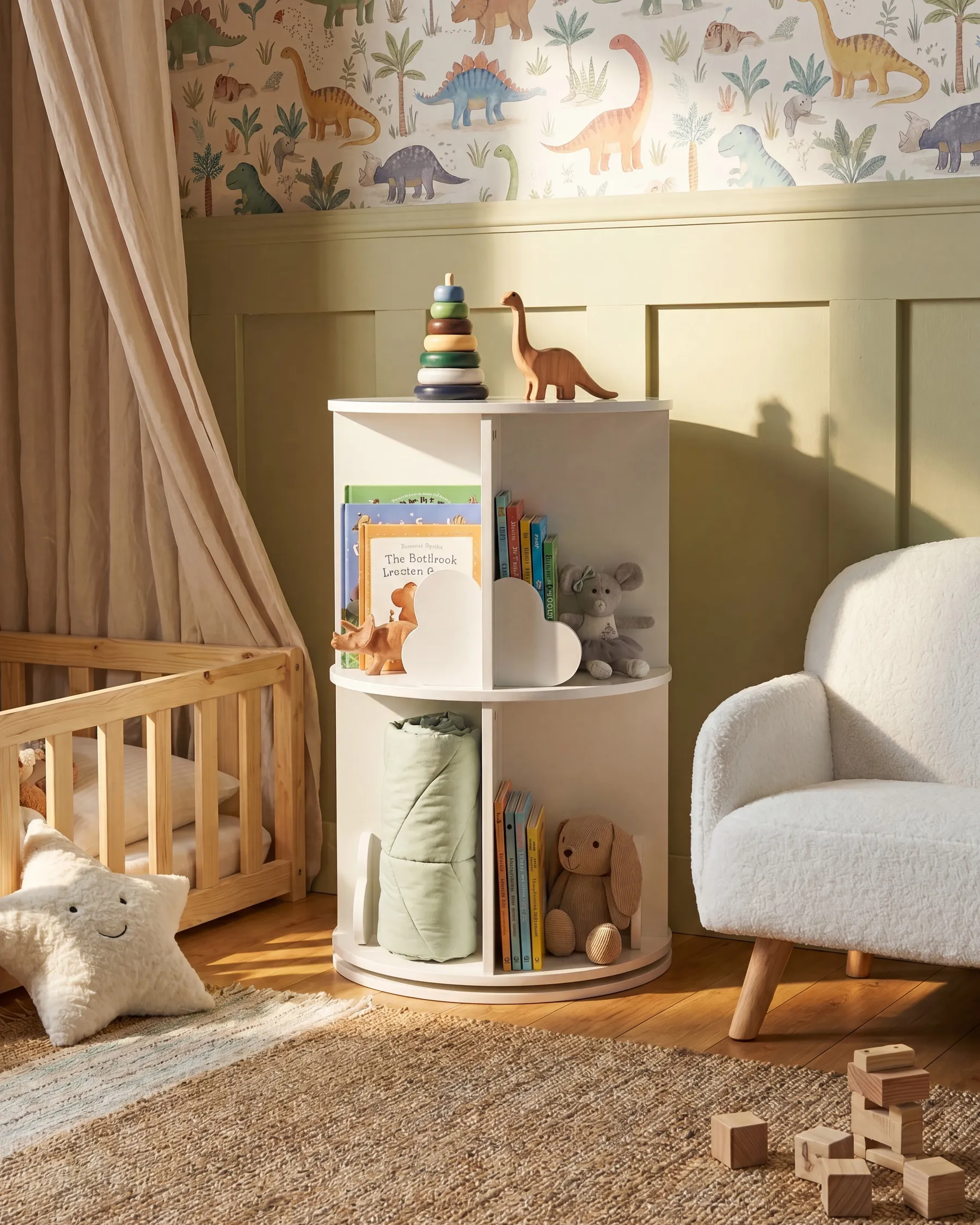 Rotating Bookshelf PENOLA 65 cm White_1088076