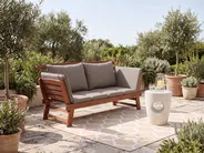 Garden Bench with Cushion PORTICI 210 cm Eucalyptus Wood Dark Brown/ Taupe_1144880