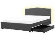 Bett mit Schubladen MONTPELLIER Stoff Dunkelgrau 180 x 200 cm LED_709695