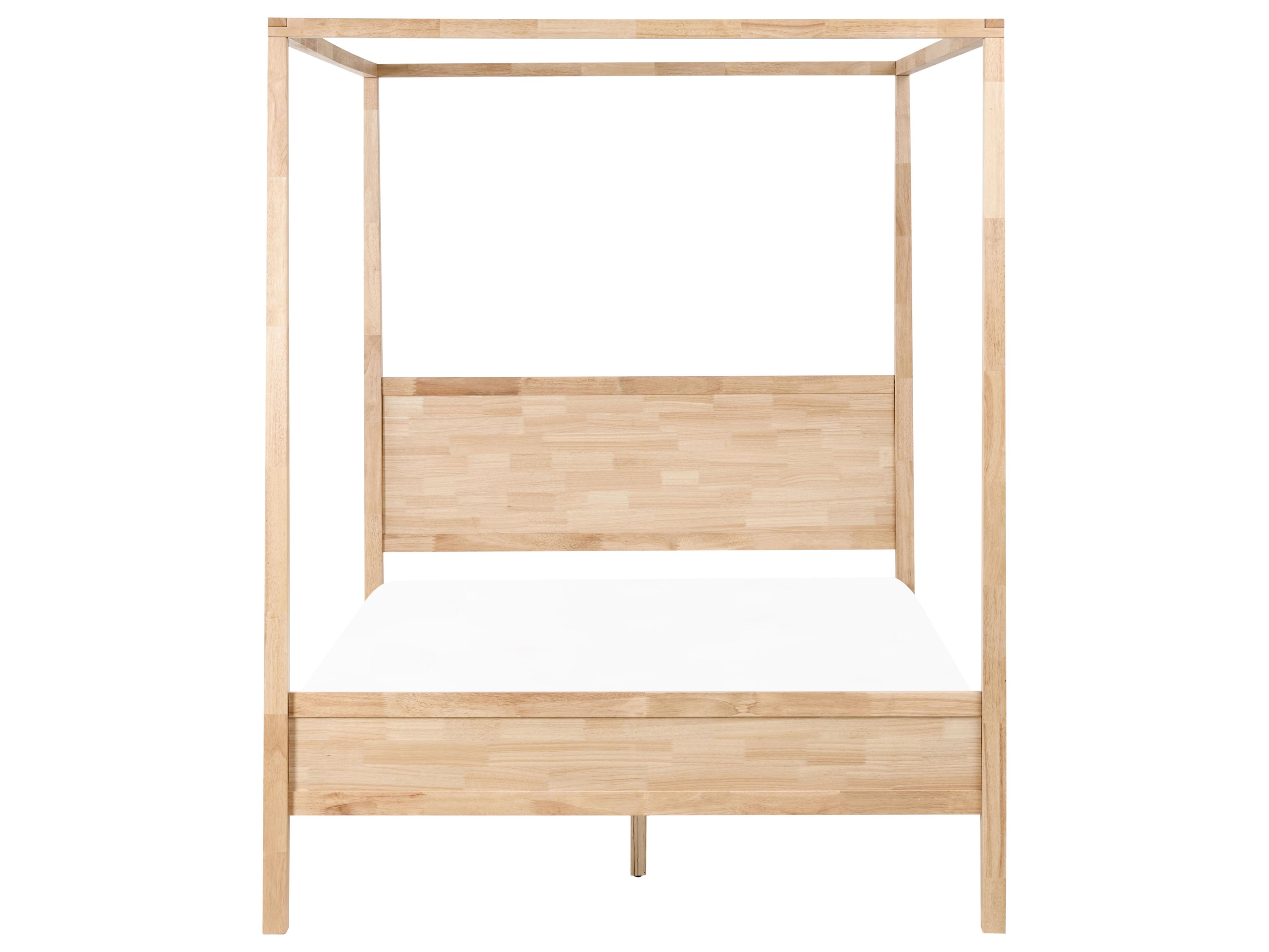 Four Poster Bed Wood HAUTERIVES 160 x 200 cm (EU King Size) Light Brown_1023134