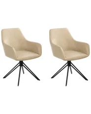 Set of 2 Dining Chairs SANSARC Faux Leather Beige_1026687