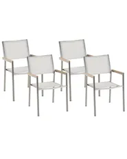 Gartenstuhl 4er Set GROSSETO Edelstahl Weiß_818410