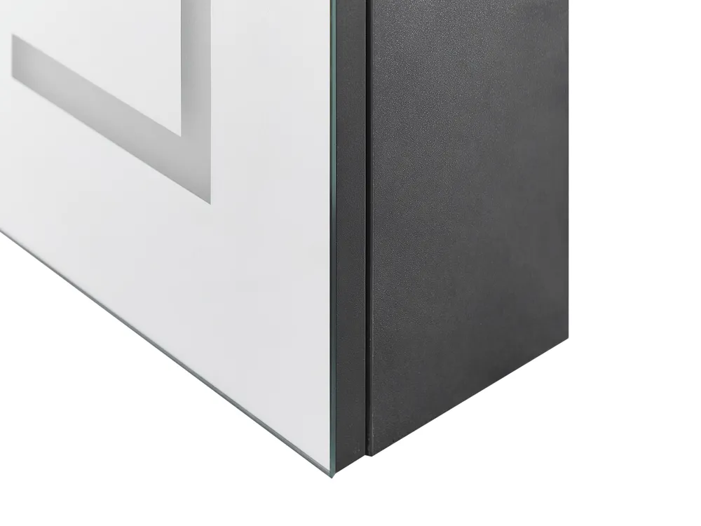 Bathroom Wall Mounted Mirror Cabinet LED MAZARREDO 60 cm 60 cm Black_905806